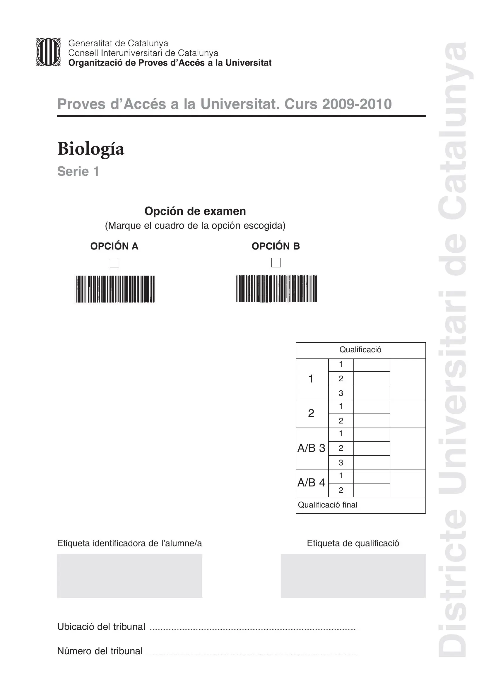 Examen de Biologia Juny 2010