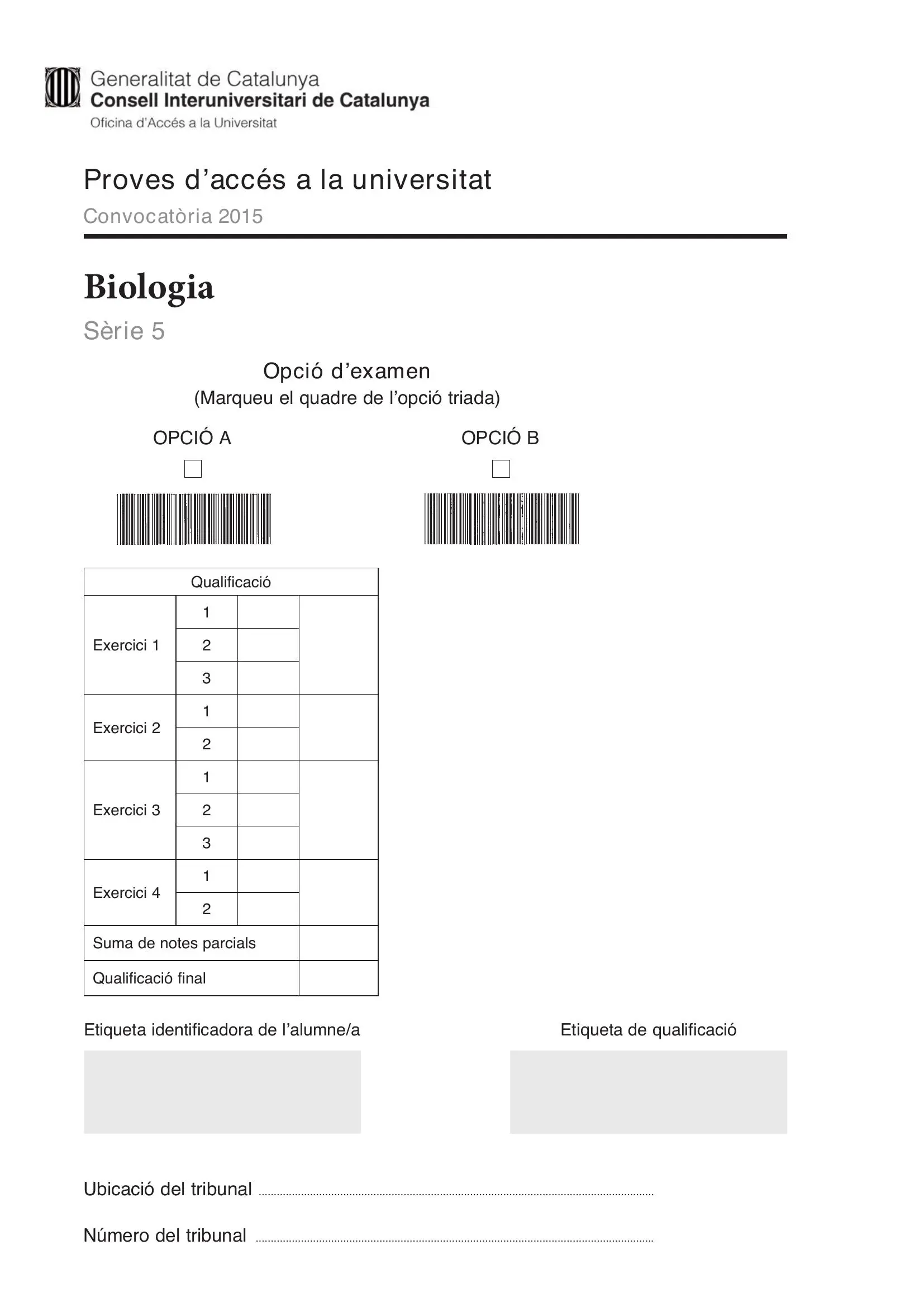 Examen de Biologia Setembre 2015