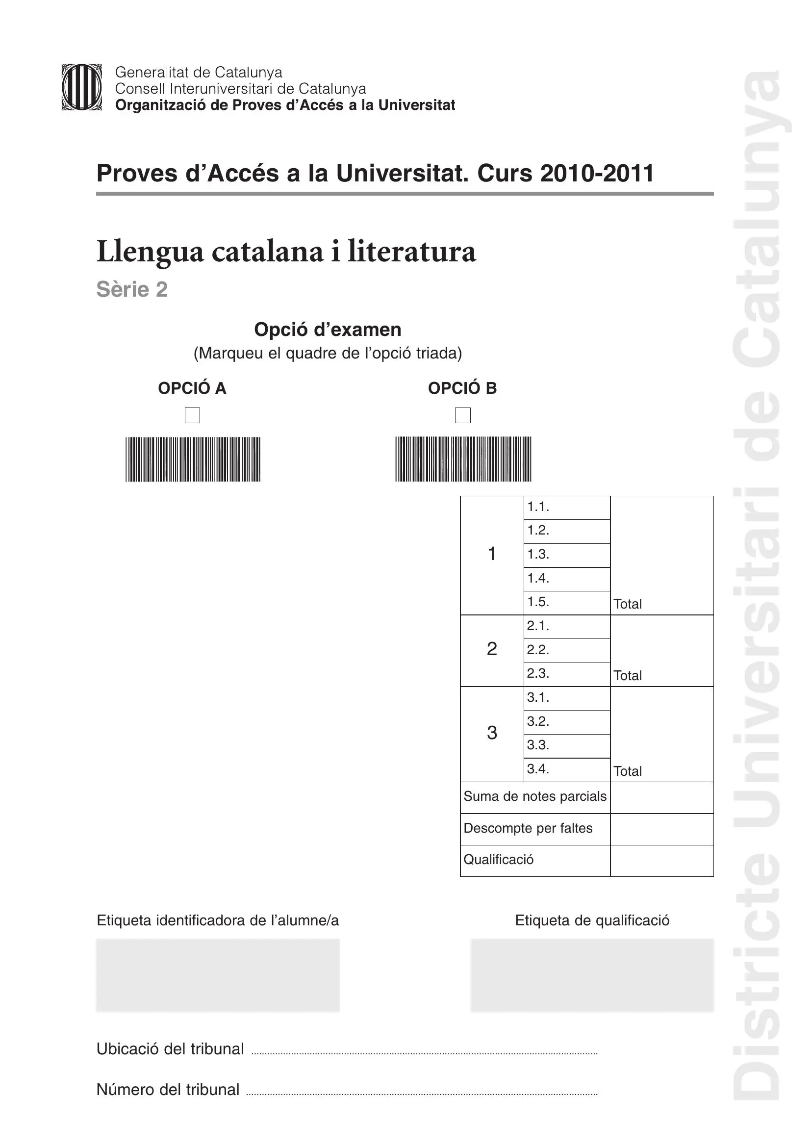 Examen de Català Setembre 2011