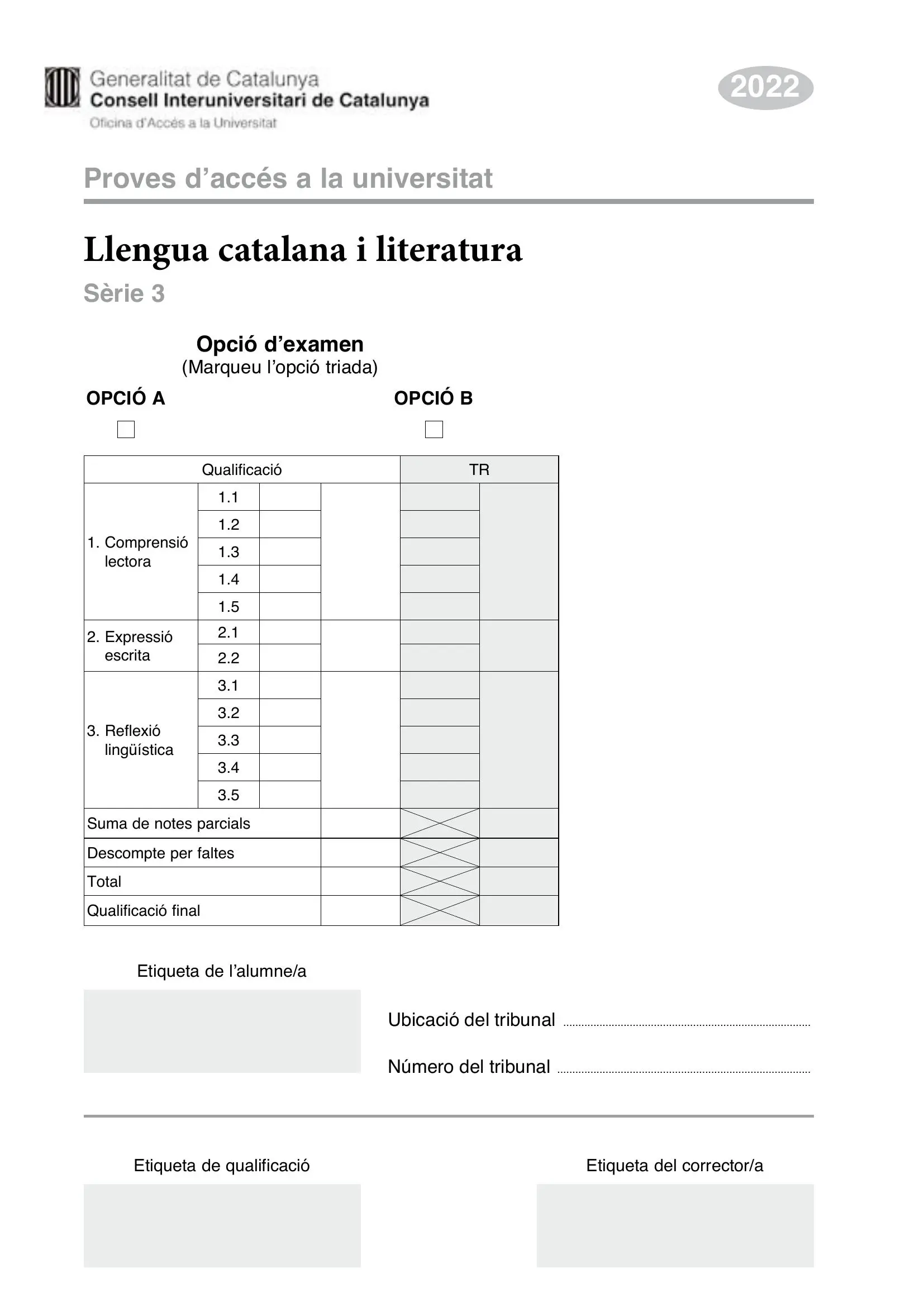 Examen de Català Setembre 2022