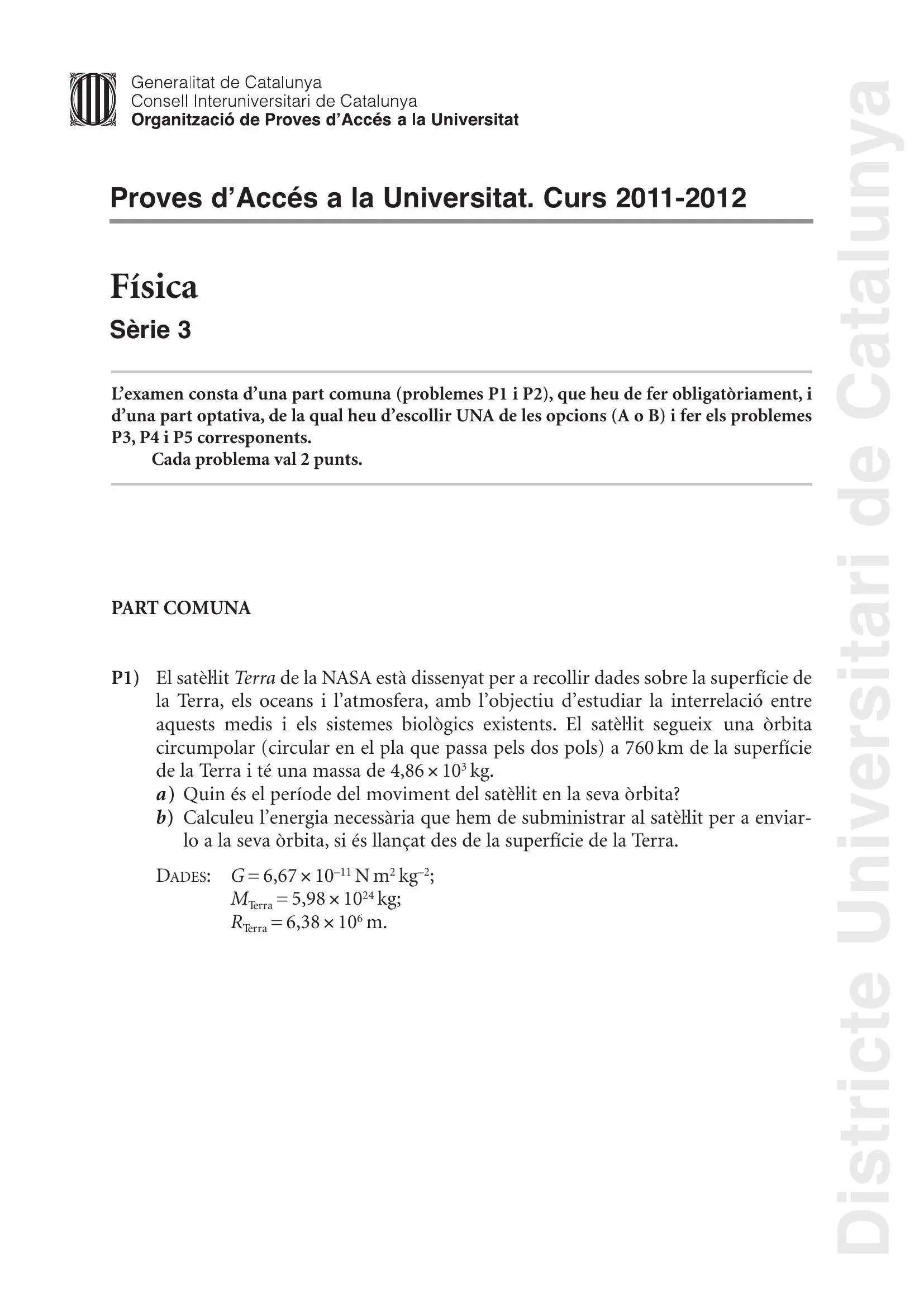 Examen de Física Juny 2012
